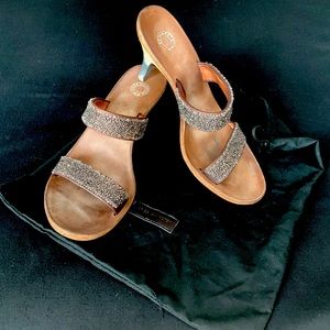 DRIES VAN NOTEN Leather w/wood Heeled Sandals with Bag